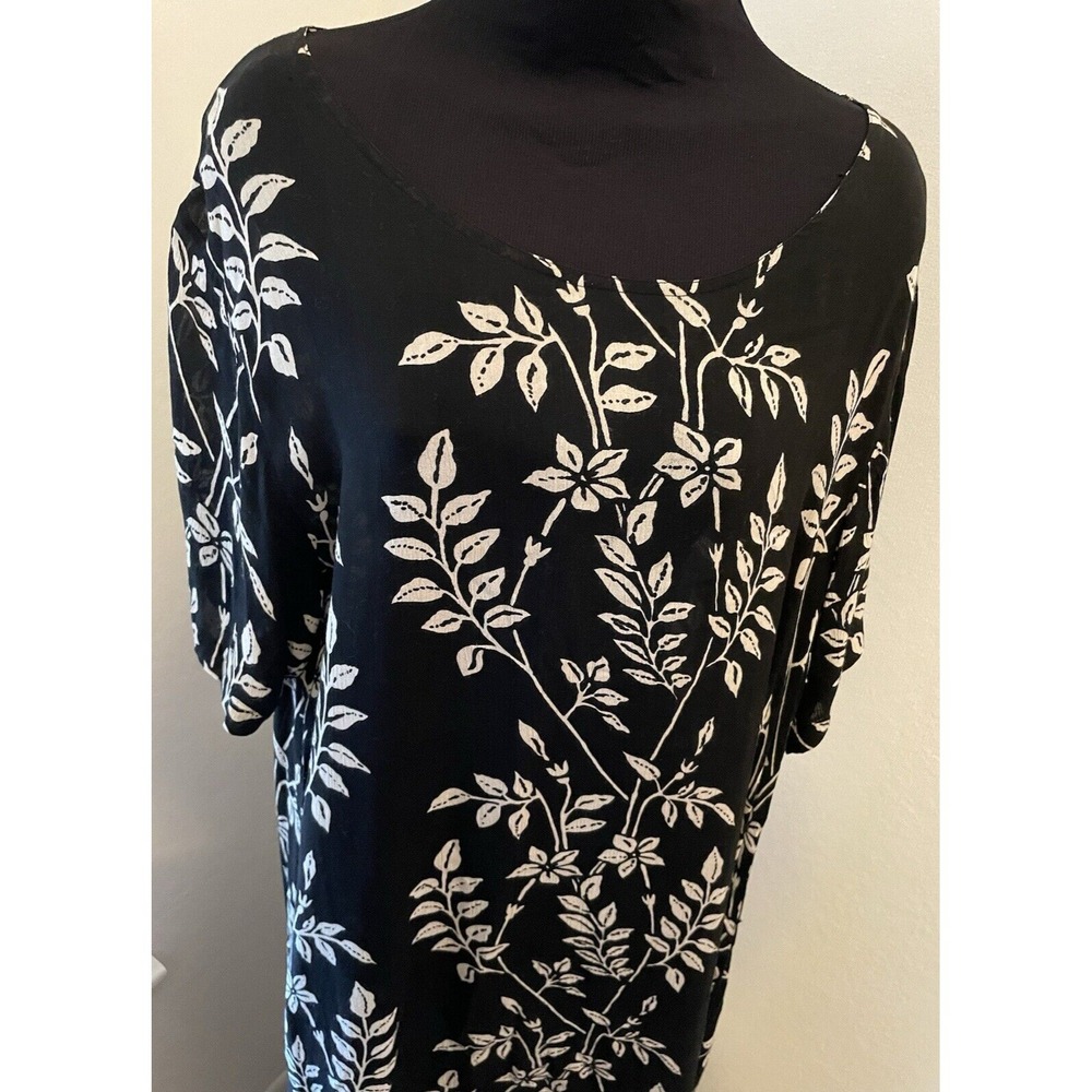 La Cera Maxi Dress MuuMuu Floral Lounge Casual Black Button Side Slit‎ Size 1X